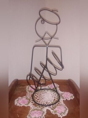 Vintage French Artist Wine Bottle Holder 16 1/2" Tall